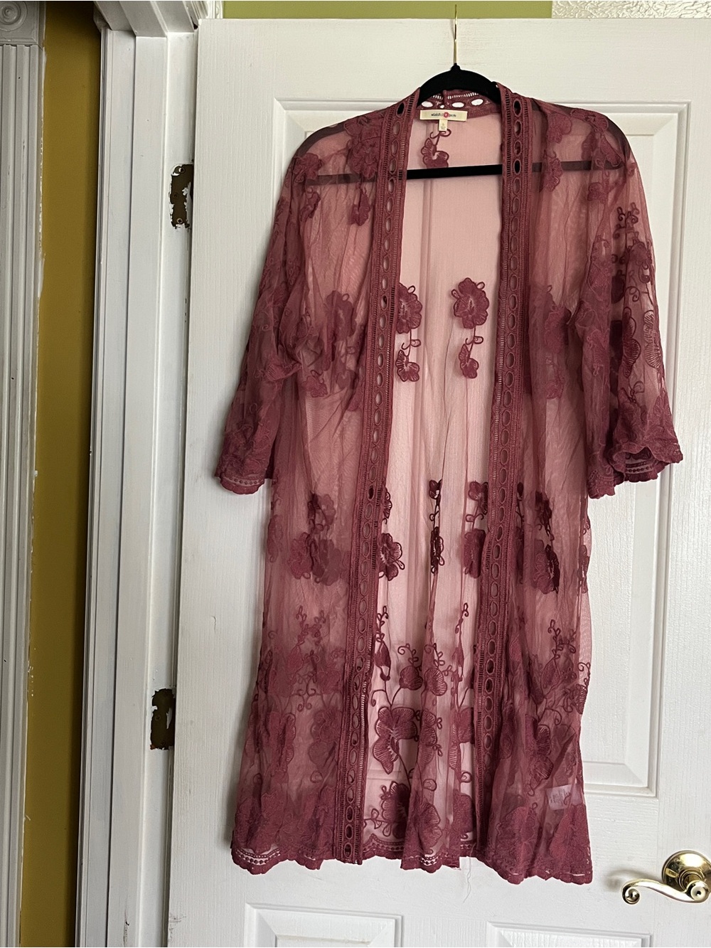 Wishful Park Sheer Lace Kimono Cardigan size L #fairycore #cottagecore